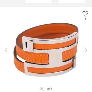 Hermes Orange and Silver Bracelet